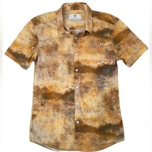 Father Sons Stretch Slim Fit  Button Up Shirt Men Large Short Sleeve